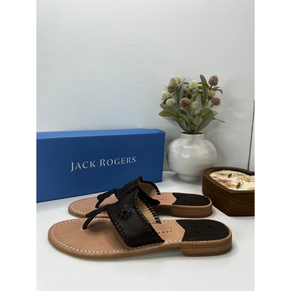 Jack Rogers Jacks Leather Flat Sandal Hot Fudge Women's 9.5M Tried On